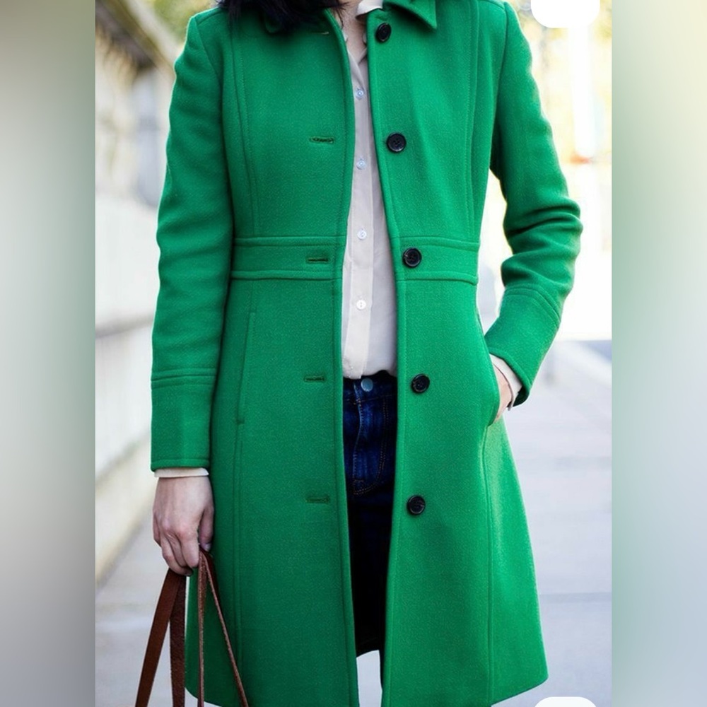 J.Crew Wool Coat Double-Cloth Italian Wool Green